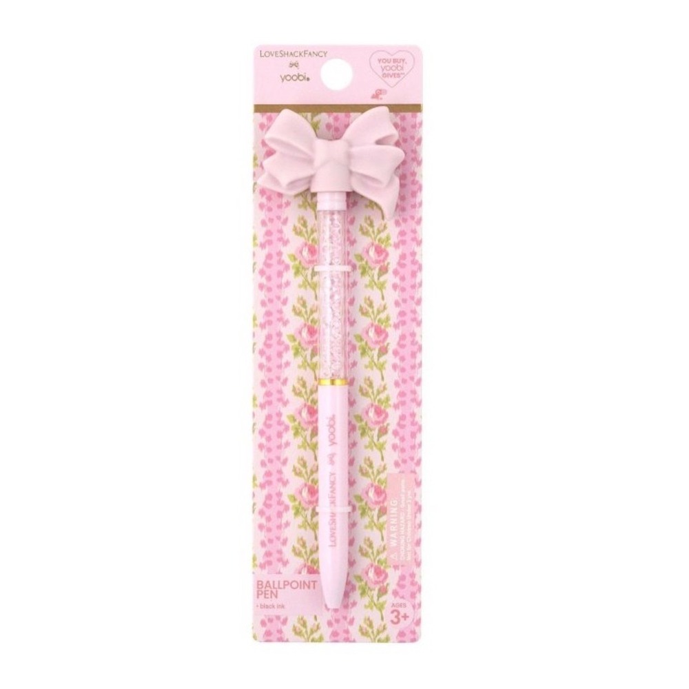 LoveShackFancy x Yoobi Pink Bow Ballpoint Pen NWT Target Exclusive - Picture 2 of 3